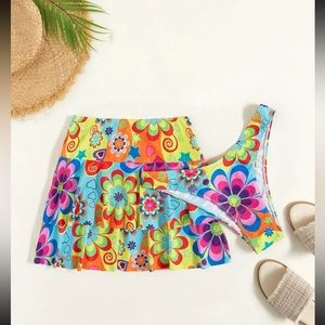 SHEIN Floral Bikini Bottom With Beach Skirt. Sz Medium